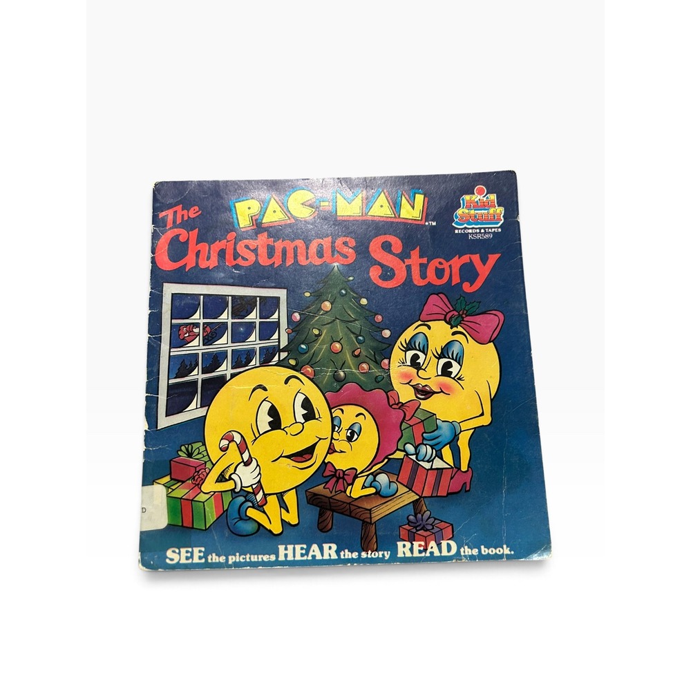 Vintage 1983 Pac-Man Christmas Story Read Along Book Kid Stuff Midway